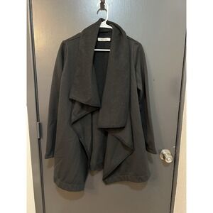 UGG Janni Fleece Wrap Black Blanket Long Cardigan Cozy Outerwear Jacket Sz S